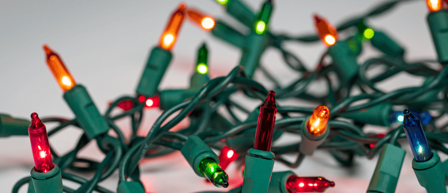 a string of colourful LED christmas lights